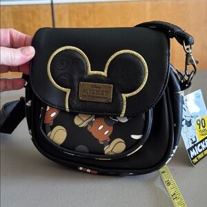 Disney Mickey Mouse Black and Gold Crossbody Bag